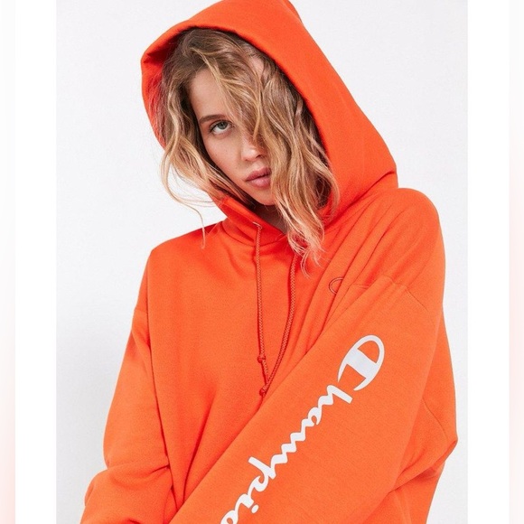 Orange Champion Hoodie with Silver Reflective Tag - Picture 1 of 2